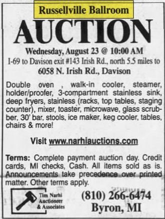 Russellville Ballroom - Aug 2006 Ad